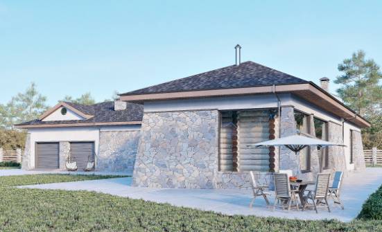 280-004-Л Проект одноэтажного дома и гаражом, красивый домик из бризолита Малоярославец | Проекты одноэтажных домов от House Expert