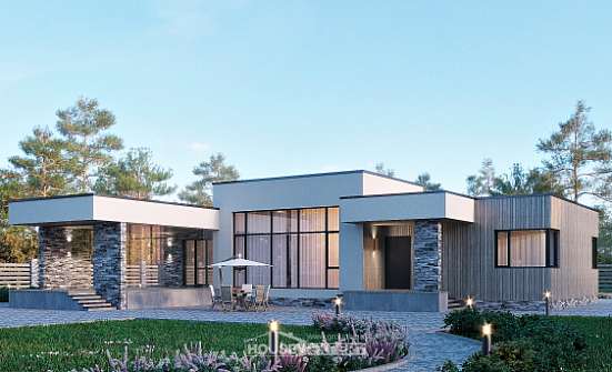 175-001-Л Проект одноэтажного дома, бюджетный загородный дом из бризолита Таруса | Проекты домов от House Expert