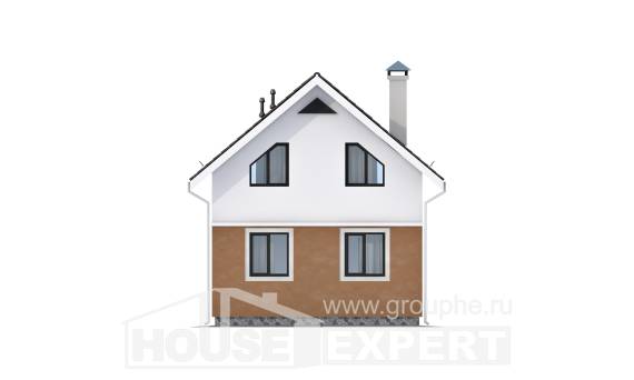 070-001-Л Проект двухэтажного дома с мансардным этажом, эконом загородный дом из газосиликатных блоков Людиново, House Expert