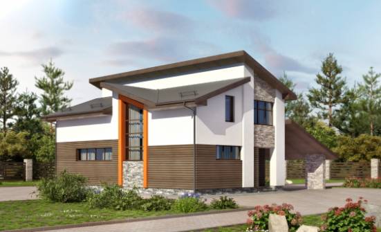 200-010-П Проект двухэтажного дома с мансардой, гараж, красивый домик из поризованных блоков Таруса | Проекты домов от House Expert
