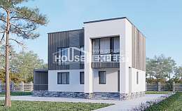 150-017-П Проект двухэтажного дома, скромный загородный дом из бризолита Ермолино, House Expert