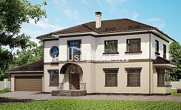 290-004-Л Проект двухэтажного дома и гаражом, огромный домик из кирпича Калуга, House Expert